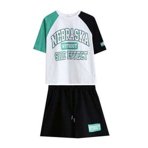 Women Summer Casual Two Piece Set Loose Plus Size T Shirt Shorts Alphanumeric Script Print Polyester Sporty Outfit - Product Image 5