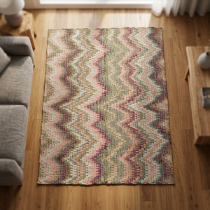 Alfombra Vintage de Diseño Geométrico, Alfombra Suave de Color Rosa Pastel, Morado y Verde, Rectangular, para Sala de Estar o Dormitorio - Product Image 6