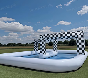 Aire de jeux gonflable personnalisée pour enfants, en PVC souple, pour intérieur et extérieur, rose, blanc, jaune, voiture à bascule gonflable, arène gonflable - Product Image 5