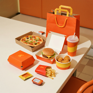 Ensemble <span class=keywords><strong>de</strong></span> boîtes d'emballage pour la restauration rapide personnalisées, boîte à hamburgers <span class=keywords><strong>de</strong></span> qualité alimentaire, boîte à frites et emballage alimentaire à emporter pour restaurant - Product Image 1