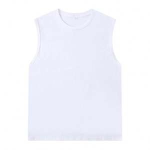 Joychuang camisetas sin mangas de algodón 100% de alta calidad para hombre OEM venta al por mayor chalecos sin mangas de verano con estampado de logotipo personalizado cuello redondo de punto - Product Image 4