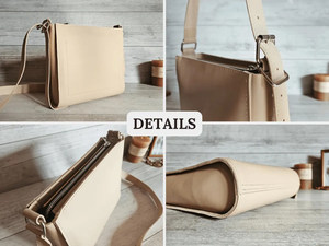 Sac bandoulière en cuir beige mignon pour femme, petit sac à main fait main, sac à main personnalisé, cadeau pour elle - Product Image 5
