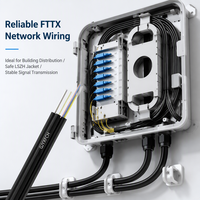 Kabel Drop FTTH DEKAM 2-12 Core Single Mode G657A LSZH Kabel Serat Optik Indoor dengan Kawat Baja Garansi 5 Tahun Kompatibel 5G