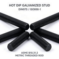 DIN975 ISO898-1 ASME B18.31.2 Metric Threaded Rod, Zinc & Hot Dip Galvanized Full Thread Stud for Industrial Fastening