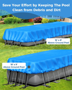 Bâches de piscine rectangulaires 18x9 en PE enduit imperméable, résistantes aux déchirures, 180gsm 200gsm, OEM ODM, avec bord élastique et cordon de serrage intégré - Product Image 6