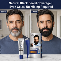 Factory Direct Natural Black & Dark Brown Men's Beard Dye Cream Permanent Ammonia-Free Formula Plastic Container Fast Delivery