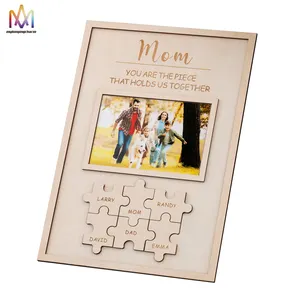 5*11.2 Inch New Creative Gift Diy Simple Wooden Jigsaw Personalized Puzzle Wooden Photo Frame MOM PUZZLE