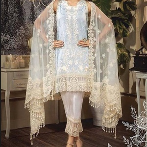 Party-Wear Indian/Pakistani Beautiful embroidery work on kurta, <b>pant</b> dress for party/Wedding wear -2020 - Product Image 1