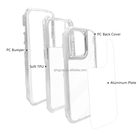 Étui de téléphone transparent en TPU+PC+aluminium, résistant à l'eau et aux chocs, avec sublimation 3-en-1, pour options de motifs personnalisés 3D/2D