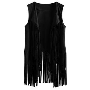 Chaqueta Étnica sin Mangas de Ante Sintético para Mujer Xg194, con <span class=keywords><strong>Flecos</strong></span> Largos, Estilo <span class=keywords><strong>Hippie</strong></span> de los 70, Cárdigan Abierto, <span class=keywords><strong>Chaleco</strong></span> Vintage - Product Image 5