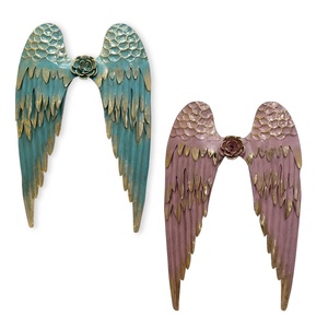 Décoration murale en fer avec des ailes d'ange contemporaines, prix avantageux, vente chaude <span class=keywords><strong>2022</strong></span>, art en métal rose pour anniversaire - Product Image 1