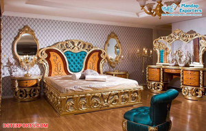 เฟอร์นิเจอร์ห้องนอนขนาดคิงไซส์ออกแบบล่าสุดชุดห้องนอนแฮนด์เมดสไตล์ยุโรปโบราณสีขาวงานฝีมือ - Product Image 5