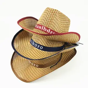 Летняя дорожная Солнцезащитная шляпа DDA265 на заказ, Мужская Уличная Кепка для погружения с большими полями и буквенным принтом, соломенная ковбойская шляпа в западном стиле