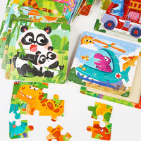 9 pièces en bois petit puzzle pour 3-7 ans dessin animé animal trafic avion conseil pour maternelle enfants éducation précoce jouet