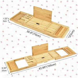 Premium Bamboo Bathtub <strong>Tray</strong> Caddy - Wood <strong>Bath</strong> <strong>Tray</strong> - Product Image 2