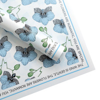 Papier d'emballage pour fleurs coréen imperméable, imprimé à la main avec des orchidées Phalaenopsis, papier d'emballage pour bouquets, fournitures pour fleuristes, vente en gros