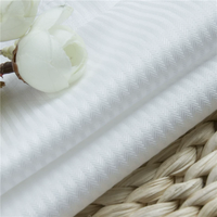 Tissu Jacquard Rayé 100% Coton Peigné 80s/2 Haute Densité Respirant Finition à l'Ammoniaque Liquide Entretien Facile Blanc Professionnel
