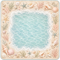 Tapis de jeu Mahjong carré antidérapant et silencieux à imprimé coquillages, étoiles de mer et coraux, idéal pour le poker et les jeux de société