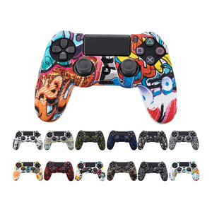 Ngụy trang Trường Hợp Graffiti Studded Dots Silicone Gel Cao Su Da cho Sony PS4 Slim Pro Điề<span class=keywords><strong>u</strong></span> Khiển Camo Bìa Trường Hợp - Product Image 1