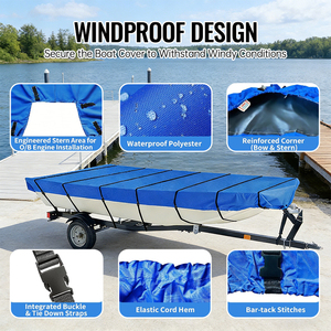 Housse de protection robuste et imperméable pour <span class=keywords><strong>bateau</strong></span>, voiture, pêche, en <span class=keywords><strong>toile</strong></span> Oxford 600D, pour l'hiver, garantie 1-5 ans, 17ft, 19ft, 21ft, 23ft - Product Image 2