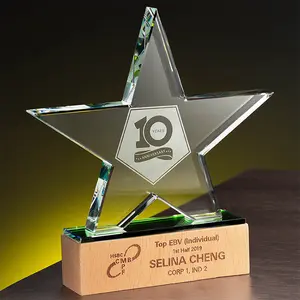 MH-JB191 гравировкой хрустальный трофей пустой хрустального стекла кристаллическая наклейка с деревянным основанием