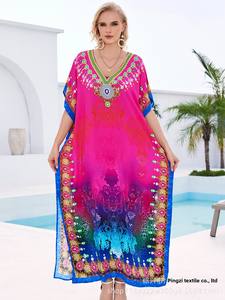 Beach Vacation Robe At603 Rayon Imprimé Lâche Bikini Couverture Extérieure Protection Solaire Cover-Up - Product Image 5