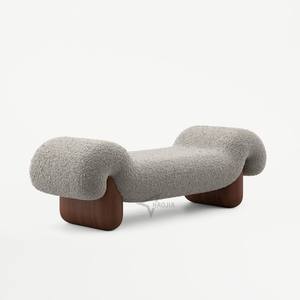 Taburete de tela creativo con base de madera maciza, cómodo banco para cambiar zapatos, banco de arte para dormitorio, pie de cama o guardarropa - Product Image 6