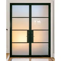 Porte intérieure en fer, cadre moderne et de luxe, en verre trempé, qualité supérieure, design de porte d'entrée
