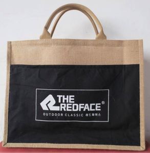 Sac fourre-tout réutilisable en jute de style vintage avec poche en coton, grand sac à main pliable pour épicerie - Product Image 4