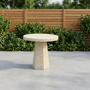 <b>Round</b> Concrete Coffee <b>Table</b> Sculpted Geometric Pedestal <b>Modern</b> Design for Living Room Furniture Patio Spaces - Product Image 4