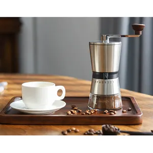Fabrika paslanmaz çelik büyük kapasiteli manuel kahve çapak fasulye değirmeni ve baharat öğütücü ayarlanabilir kahve değirmeni