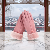 Gants d'hiver chauds en gros pour femmes, élégants, avec pompon en fourrure, poignet fendu, extensibles, thermiques, pour la conduite, pour commande en gros