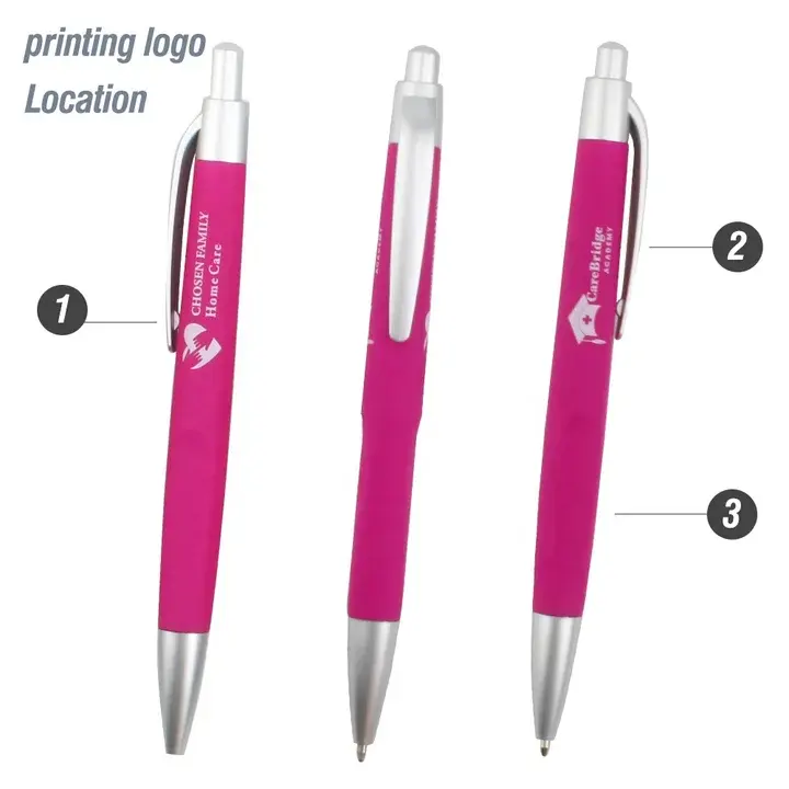 Aangepaste Merk Plastic Rubber Gecoat Click Hotel Goedkope Pen Voor Promotie Giveaway Geschenkpen Met Aangepaste Logo