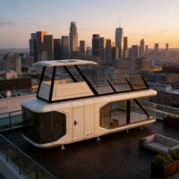 Maison mobile préfabriquée personnalisée, cabane de vacances, maison à deux étages avec escalier et balcon, maison capsule spatiale, maison triangulaire, maison conteneur V6, extérieur