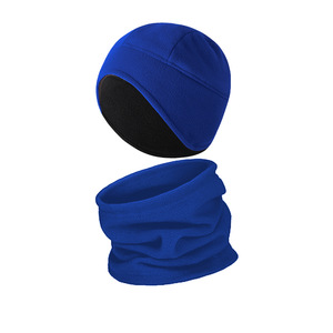 <b>Winter</b> Fleece Neck Warmer And Hat Set Solid Color Two Piece For Outdoor Sports Warm Protection Adult Unisex - Product Image 2