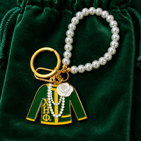 Vente en gros directe usine Yiwu : Accessoire breloque chaîne de perles avec lettres grecques Chi Eta Phi Sorority et pendentif Caduceus Soror 1932 DIY