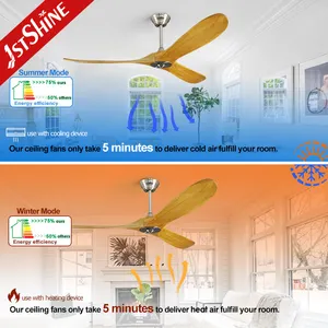 1Stshine Plafond Ventilator Hoge Kwaliteit 60 ''Dc Motor Energiebesparende 3 Massief Houten Bladen Plafond Ventilator Met Afstandsbediening controle