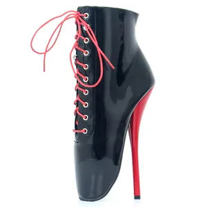 Sepatu bot balet 18cm hak tinggi Super bertali ujung lancip sepatu hak tinggi seksi wanita