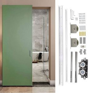WEKIS Concealed Sliding Barn Door Hardware with Soft Close Mechanism Invisible <b>Magic</b> Trackless Two-way Buffer <b>Kit</b> Aluminium - Product Image 1