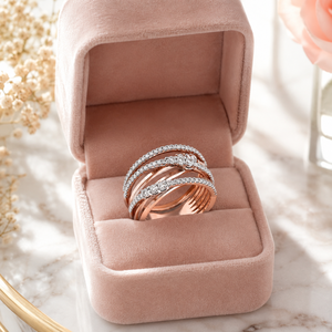 Anello a Più Strati con Zirconi Intrecciati per Donne, Elegante Gioiello da Dito in Oro Rosa alla Moda - Product Image 6
