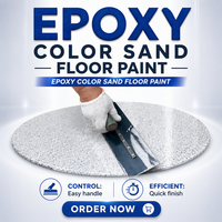 Peinture de sol décorative en sable coloré époxy, revêtement de sol professionnel pour projets commerciaux.