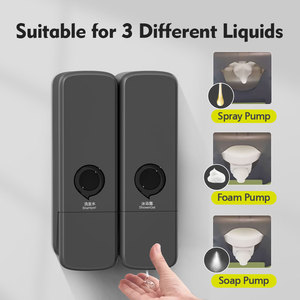 OEM ODM Logo 300Ml * 2 Treo Tường Nhựa Nhãn Hiệu Gel Lỏng Xà Phòng Dispenser Nước Rửa Tay Dispenser Cho Khách Sạn Bệnh Viện Phòng Tắm - Product Image 2