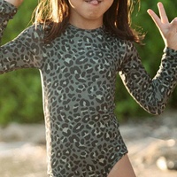 Traje de Baño de una Pieza para Niñas, Estampado Playero, Verano, al por Mayor, OEM, Personalizado, Ecológico, de Poliéster