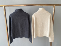 Jxwatcher Pulls en tricot doux et chauds à manches longues en gros, col roulé, 100% laine, tricotés, fermeture éclair, pulls de créateur pour femmes