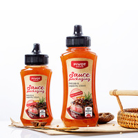 Bouteille de sauce PET en plastique de cuisine de 235ml/368ml/586ml/730ml ketchup à presser de qualité alimentaire avec bouchon à rabat