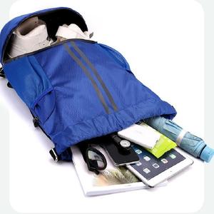 Cross-border New <b>Drawstring</b> <b>Backpack</b> Casual Travel Bundle Pocket Large Capacity Folding Solid Color Sports Basketball Polyester - Product Image 4