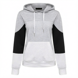 Wholesale <b>Women</b> Fashion Color Block Hooded Sweatshirt Casual Drawstring <b>Long</b> Sleeve Patchwork Pullover <b>Hoodie</b> Tops - Product Image 5