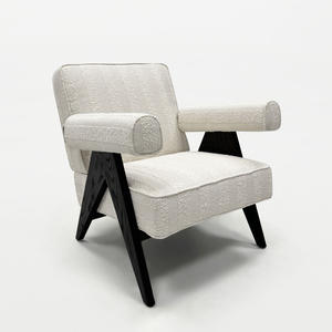 Colorful Fabric Minimalist Tufted Chaise <b>Lounge</b> Coffee Shop Armchair Hotel Living Room Furniture Retro <b>Indoor</b> Wooden Seats Loft - Product Image 4