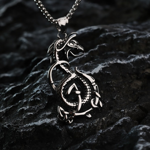 Men's Stainless Steel <b>Celtic</b> Dragon Pendant <b>Necklace</b> Geometric Animal Design Gift Jewelry - Product Image 4