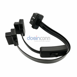 Y-Typ Splitter OBD2 16-Pin 1 Stecker auf 2 Buchsen Flachkabel mit Einem Schalter - Product Image 1